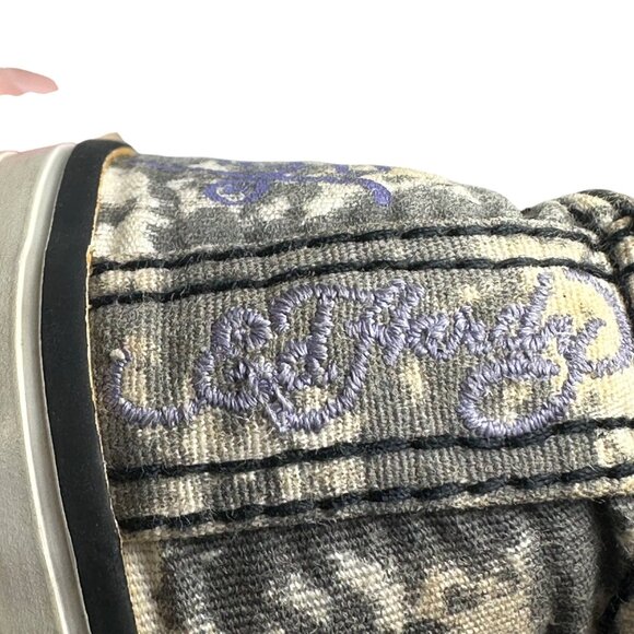 Don Ed Hardy Womens Love Kills Low Top Slip-On Sneakers SZ 6 US Grunge Boho Goth - Picture 7 of 10